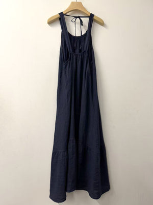 Navy Linen Long Dress