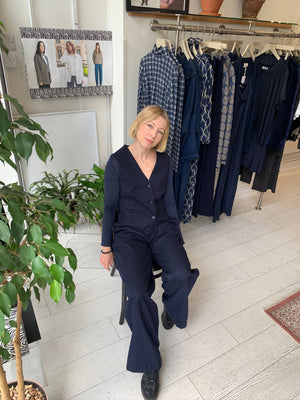 Carol Navy Pinstripe Waistcoat