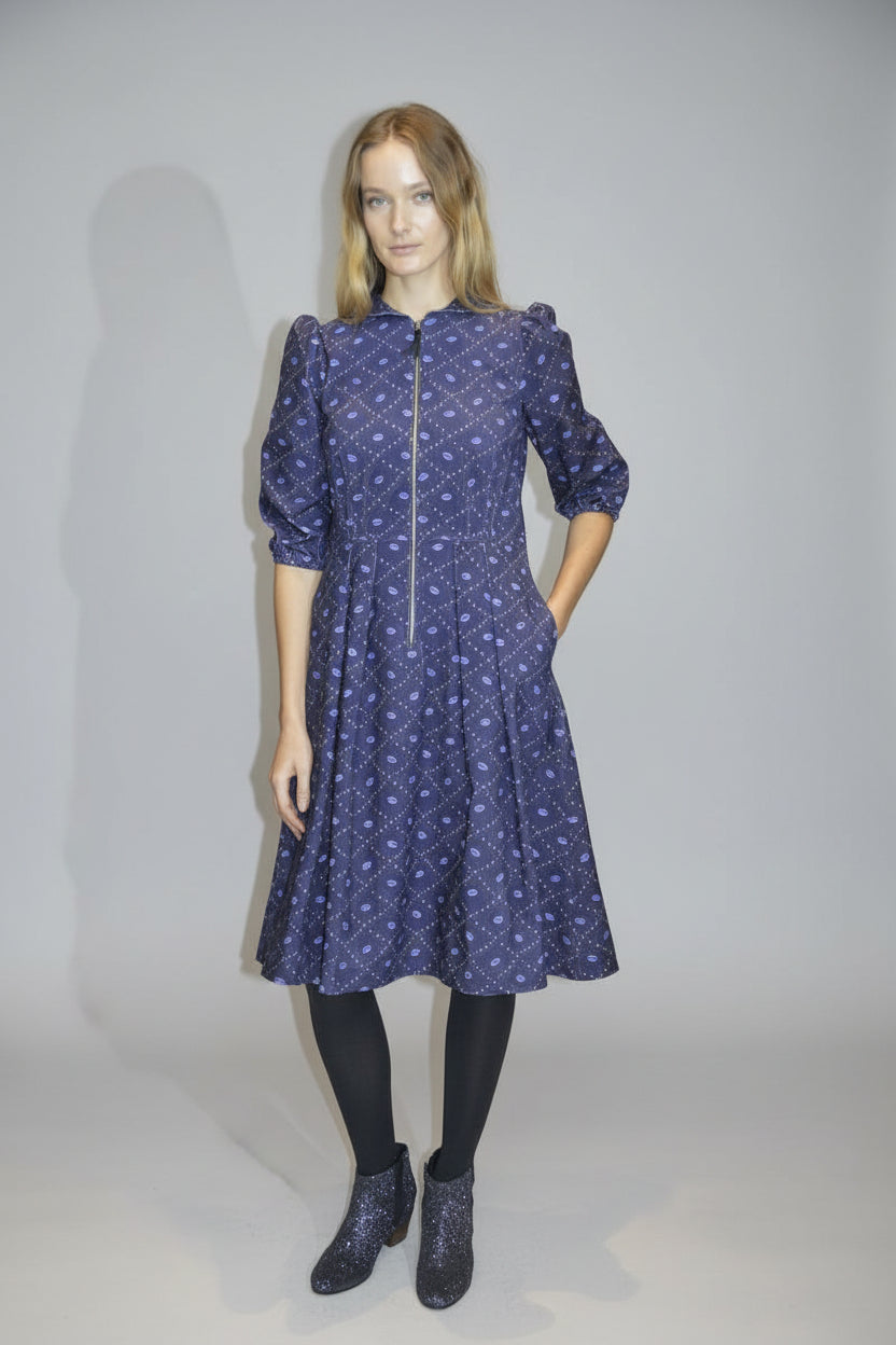 Blitsy-Print Pincord Sonnet Dress