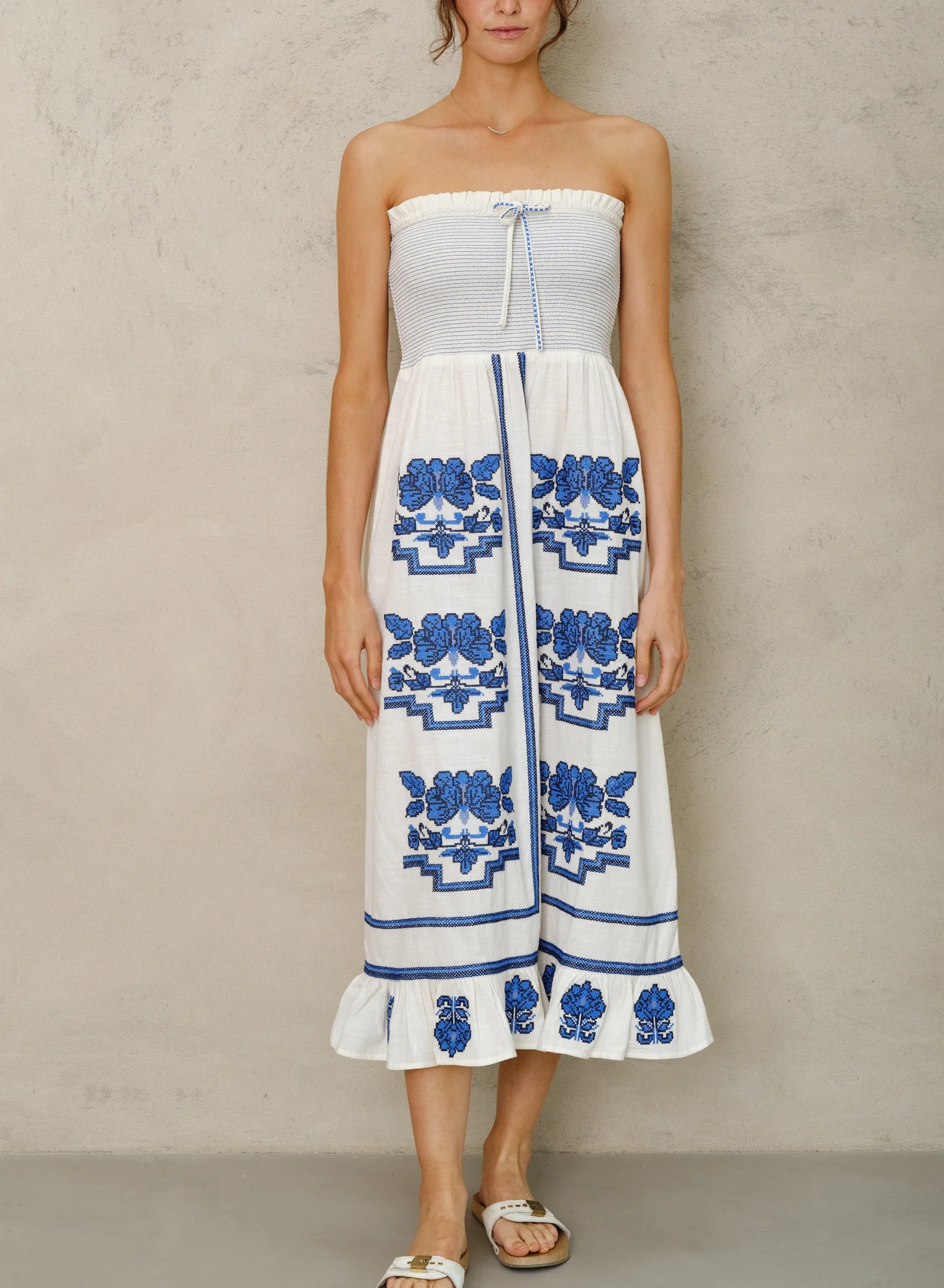 Carmi Sundress White Blue