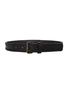 Darkest Brown Leather Belt With Braided Edge