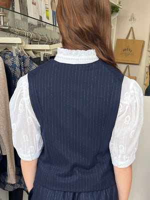 Carol Navy Pinstripe Waistcoat