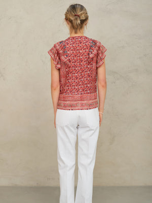 DARLA PRINT FRILL S/S TOP