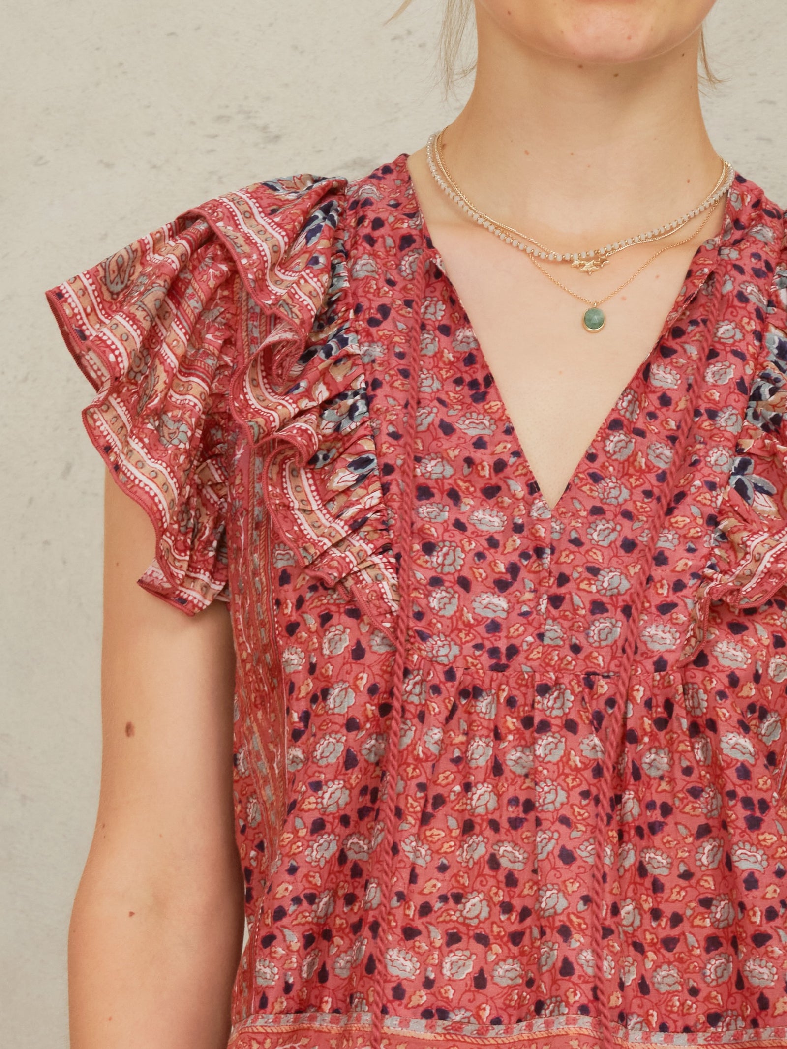 DARLA PRINT FRILL S/S TOP