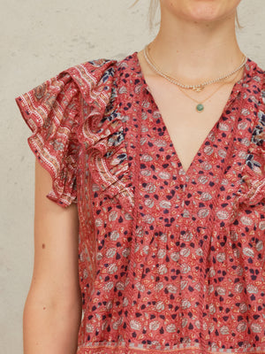 DARLA PRINT FRILL S/S TOP