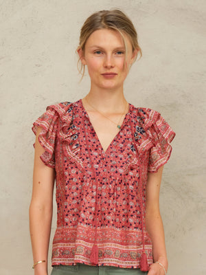 DARLA PRINT FRILL S/S TOP