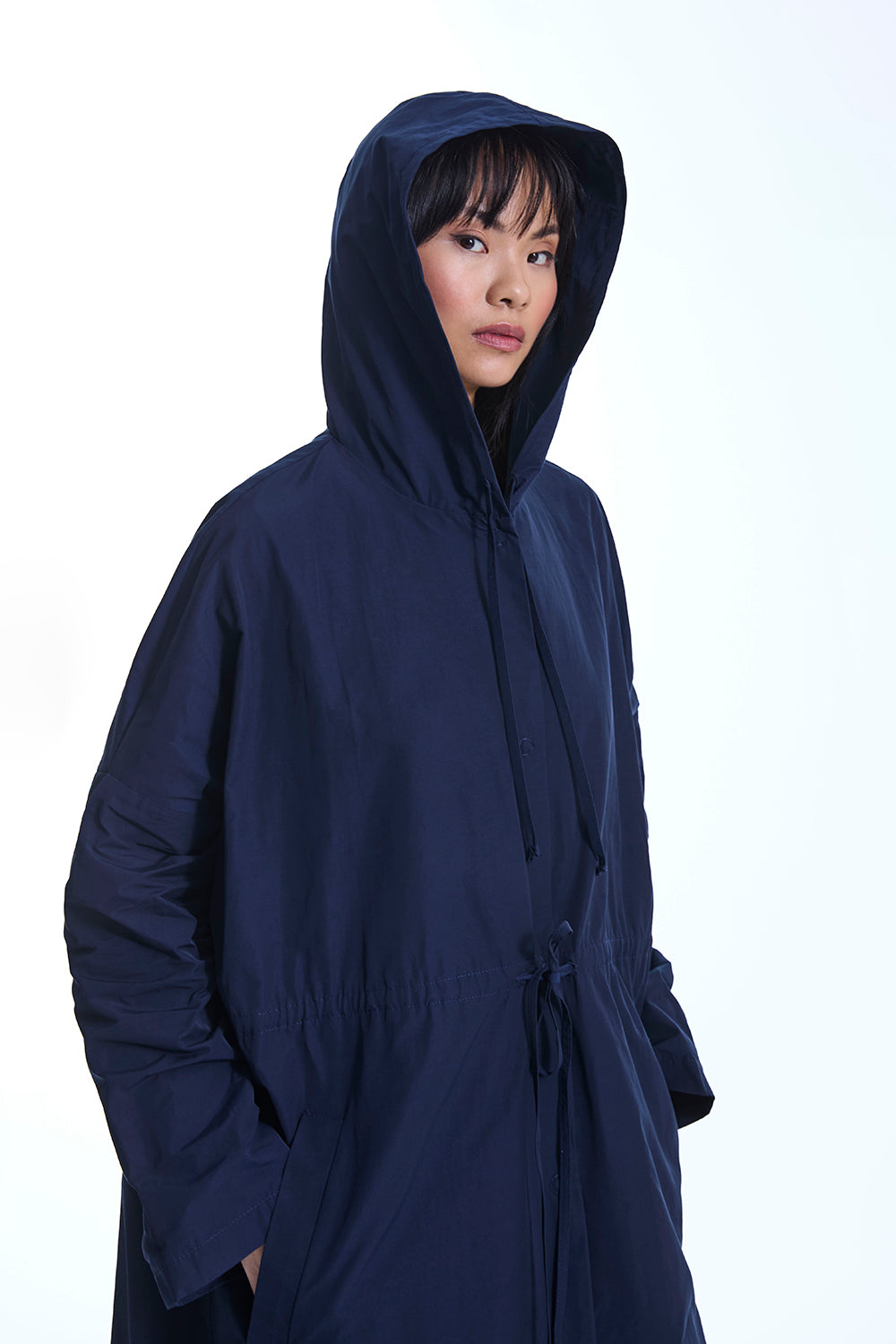 Navy Oversize Long Rainmac