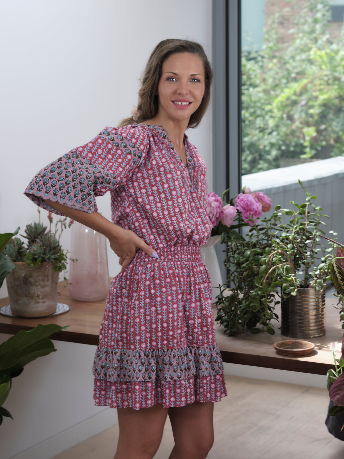 Minnie Skirt in Pink & Red Mix Print