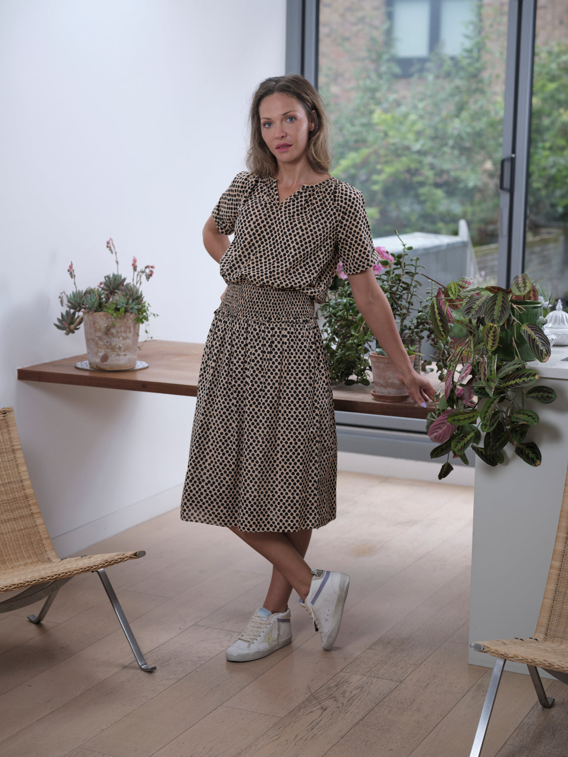 SARA Polka Dot Cotton Skirt