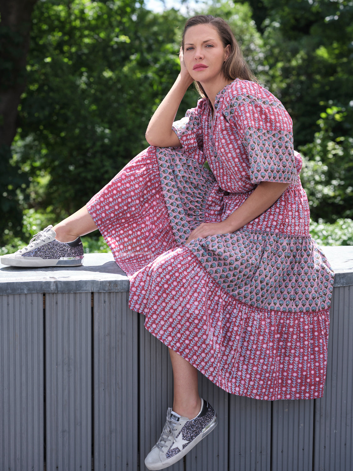 Anna Top In Pink & Red Mix Print