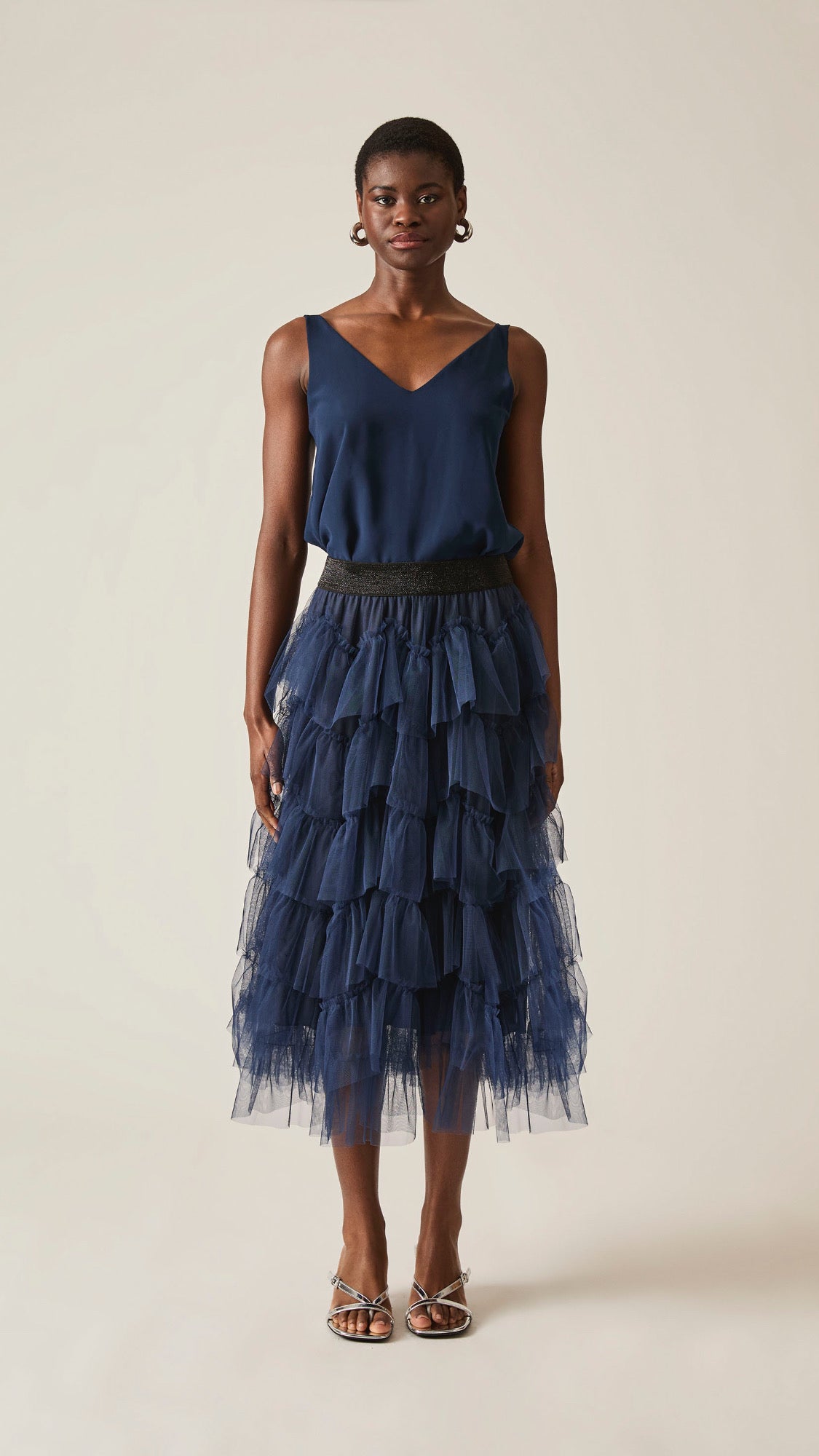 Bradshaw Navy Ruffle Skirt