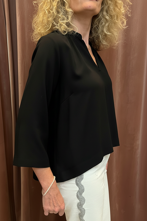 BLACK Mokka Pullover Cotton Silk TOP