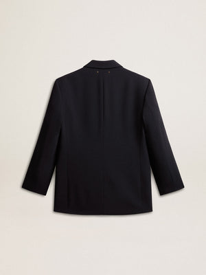 Maia Blue-Black Oversize Single-Breasted Jacket