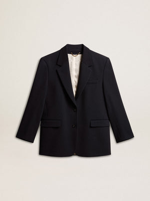 Maia Blue-Black Oversize Single-Breasted Jacket