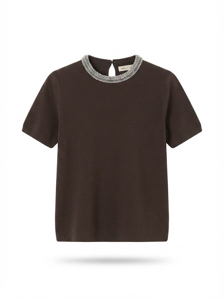 Brown Evan Crystal-Trim Knit