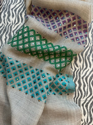 Cashmere Scarf Swarovski Trim