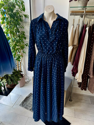 Dotty Navy Pincord Skirt
