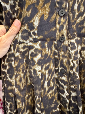 Audrey Leopard Taupe Wool Dress