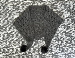 Pom Knitted Scarf - Grey or Cream