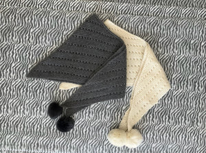 Pom Knitted Scarf - Grey or Cream