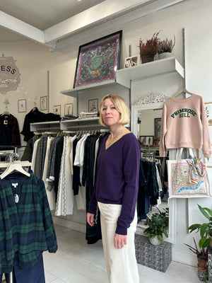 Purple Italian Cashmere V-Neck Pullover