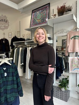 Dark-Choc Italian Cashmere Turtle-Neck Pullover