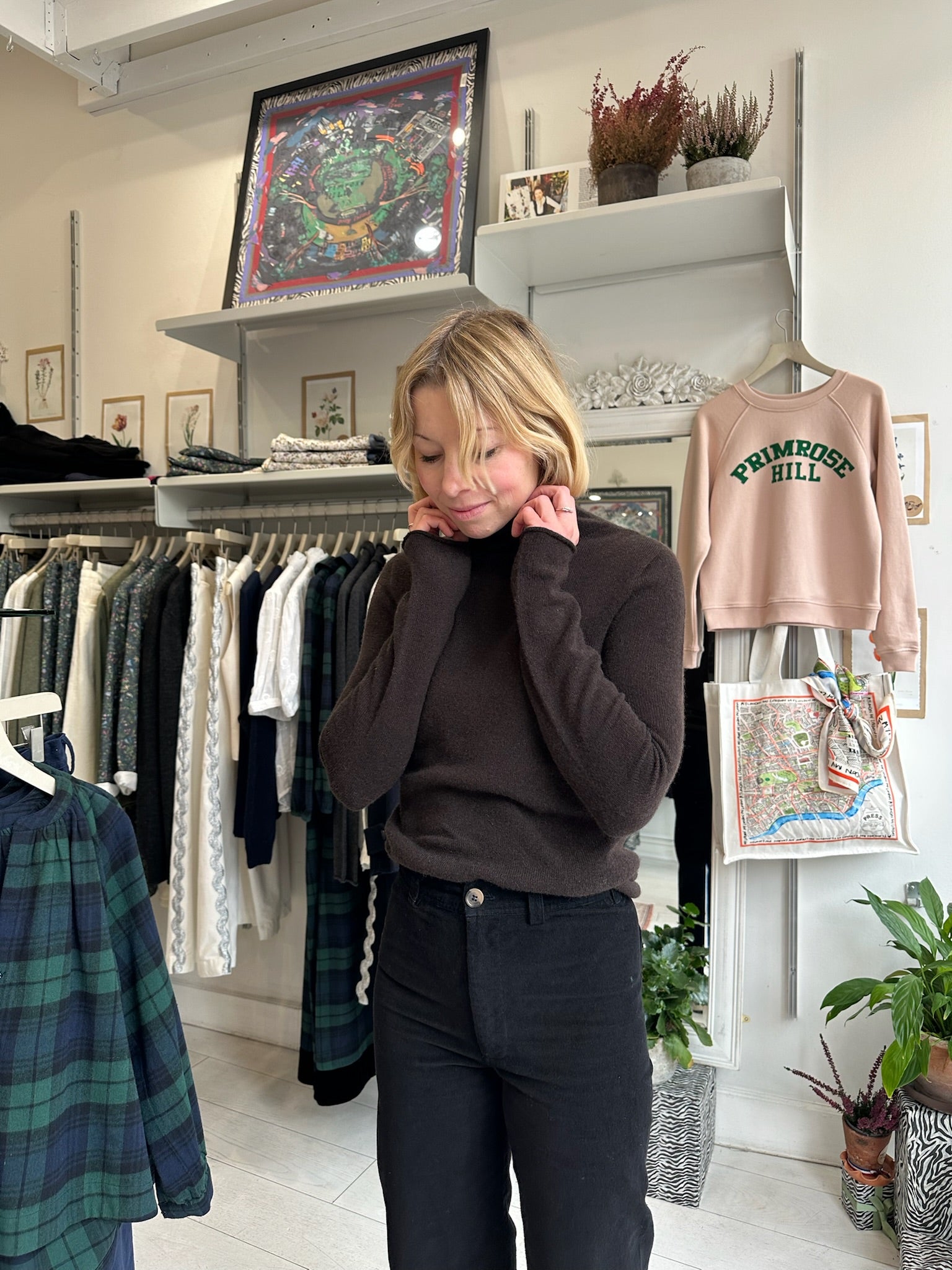 Dark-Choc Italian Cashmere Turtle-Neck Pullover