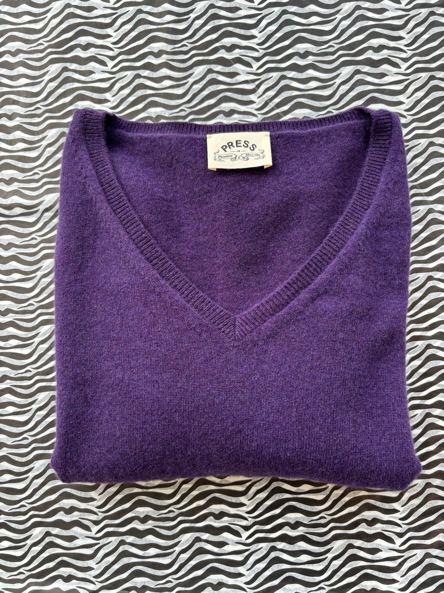 Purple Italian Cashmere V-Neck Pullover