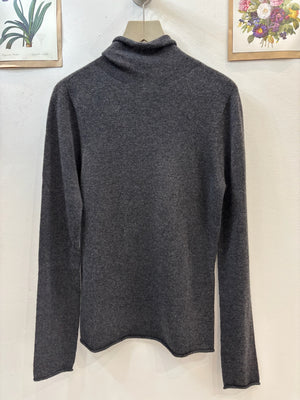 Charcoal Italian Cashmere Turtle-Neck Pullover
