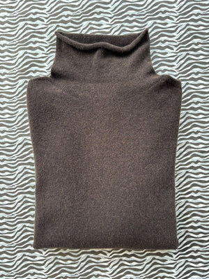 Dark-Choc Italian Cashmere Turtle-Neck Pullover