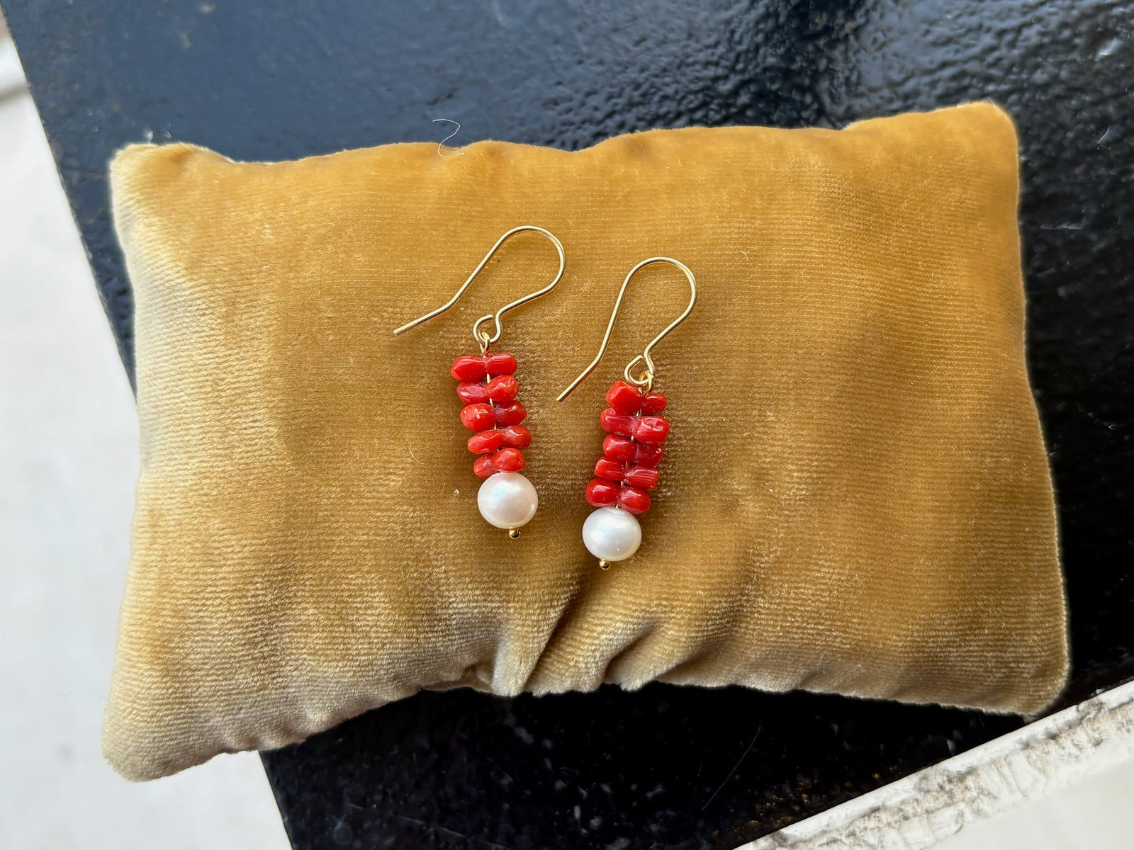 Coral Pearl Earrings