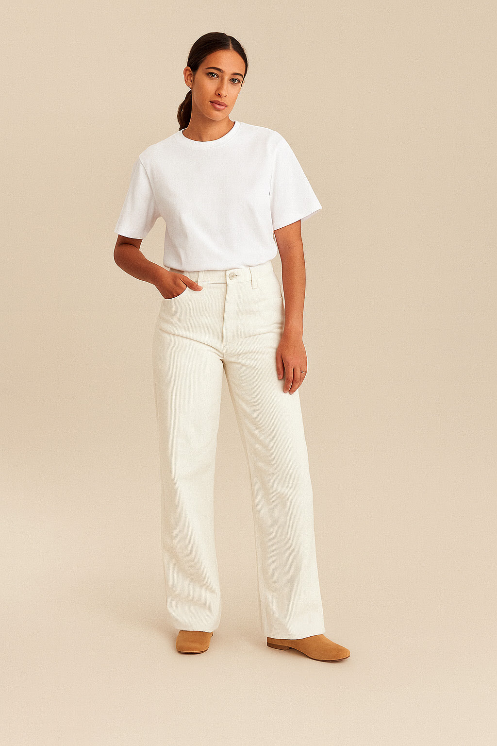 Cream Corduroy Jeans