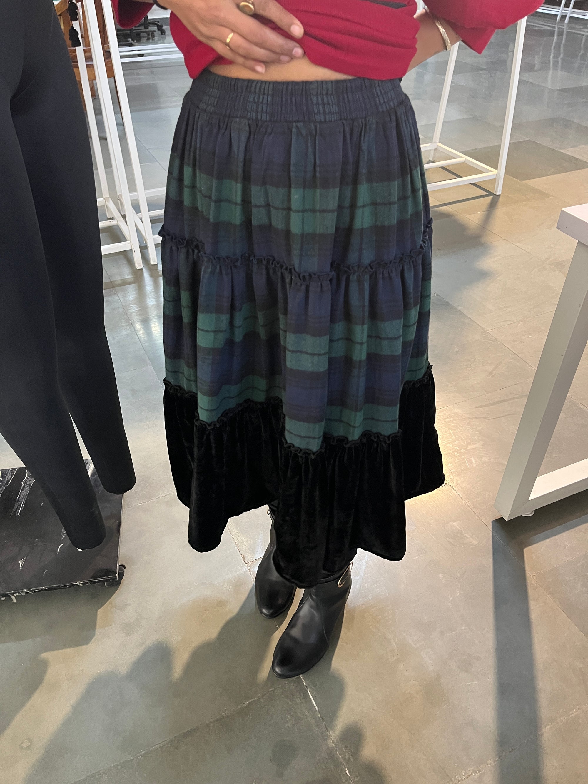 Tartan & Velvet Shilpa Skirt