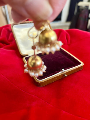 Djumka sead pearl & gold plate silver earrings