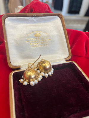 Djumka sead pearl & gold plate silver earrings