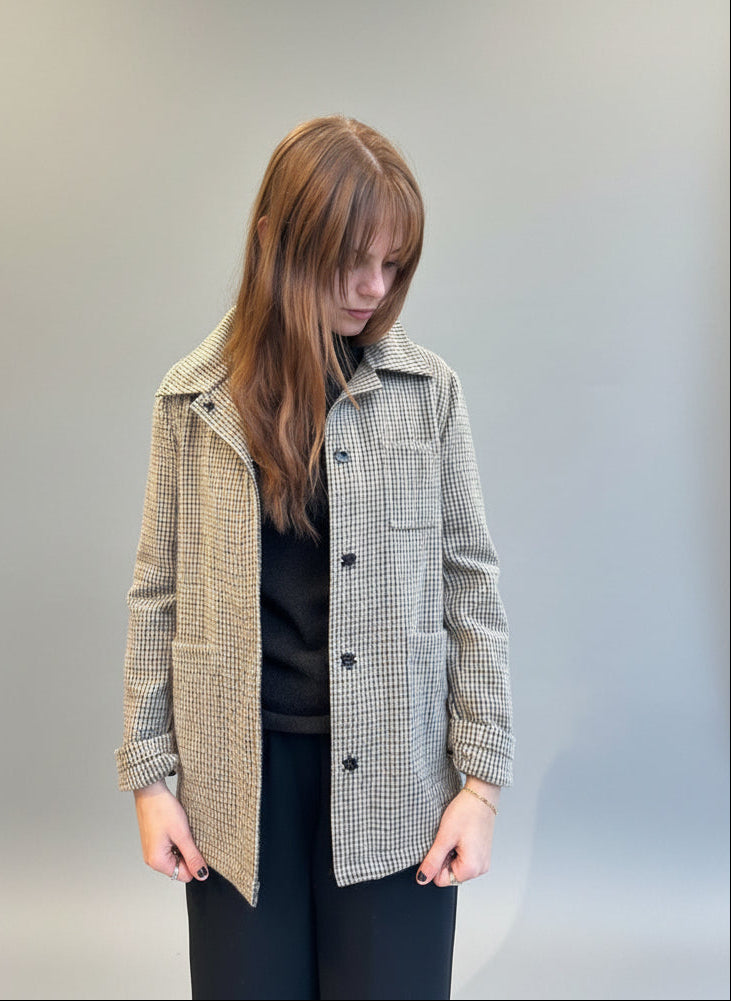 Wool Check Pellish Shacket