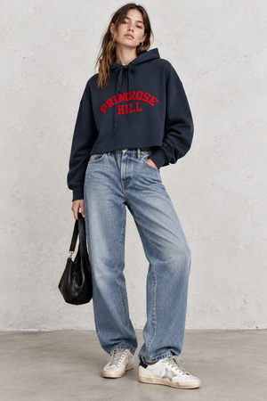 Navy Primrose Hill Crop Hoodie