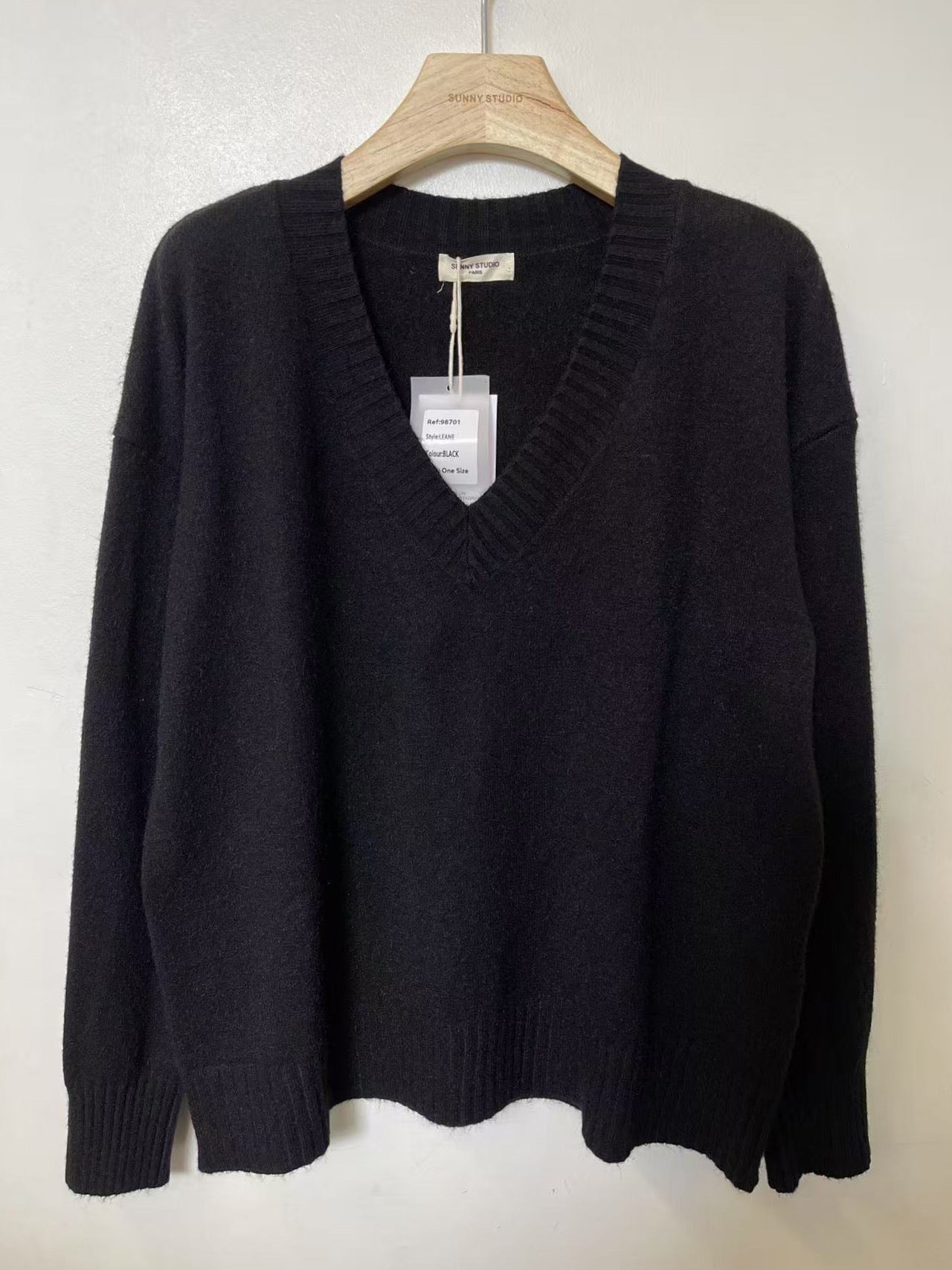 Leane V-Neck Sweater in Black or Beige