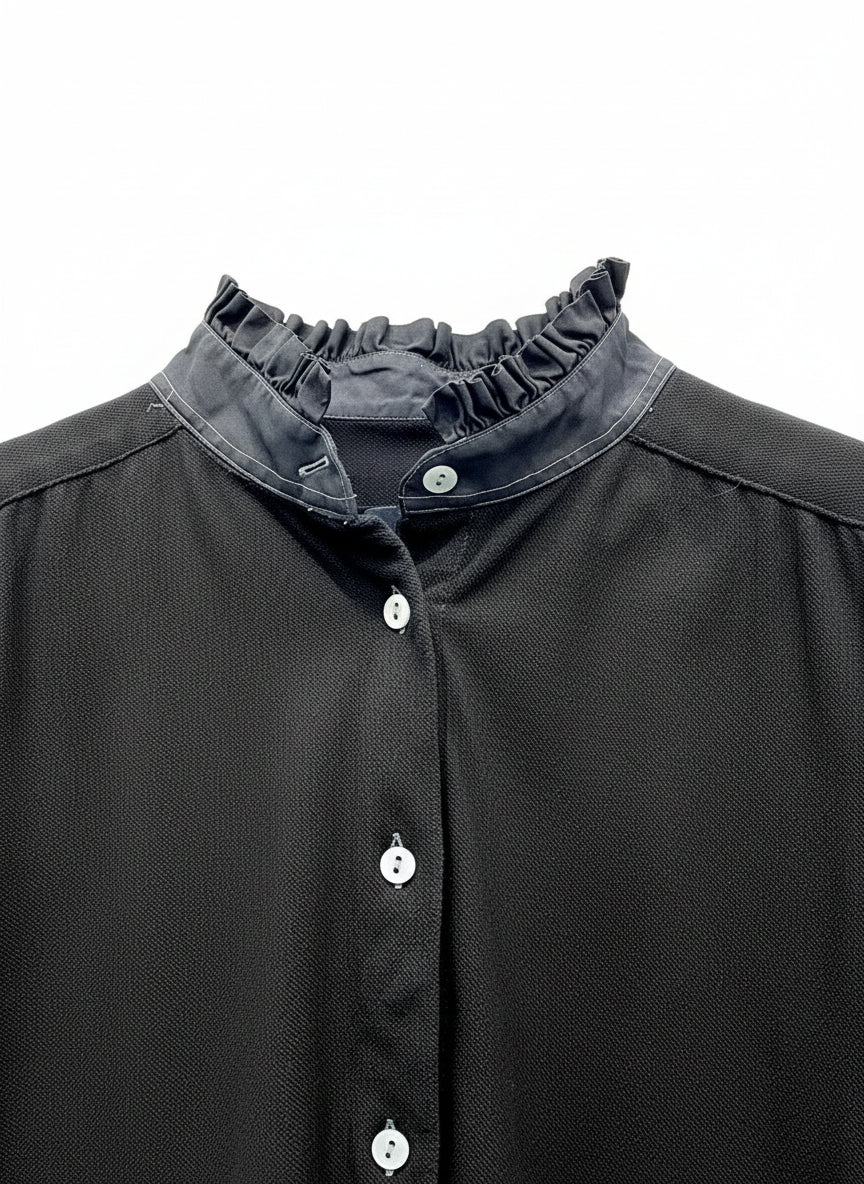 Navy Pique-Jersey Vita Pie-Crust Shirt