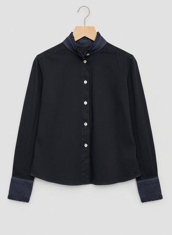 Navy Pique-Jersey Vita Pie-Crust Shirt