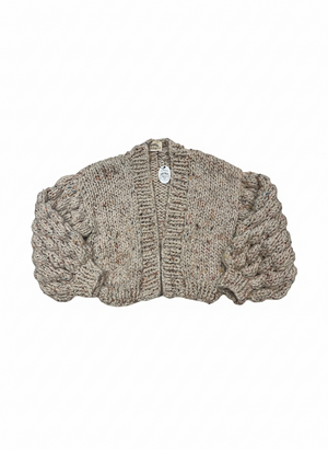 Beige Chunky Hand-Knit Cardigan