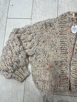 Beige Chunky Hand-Knit Cardigan