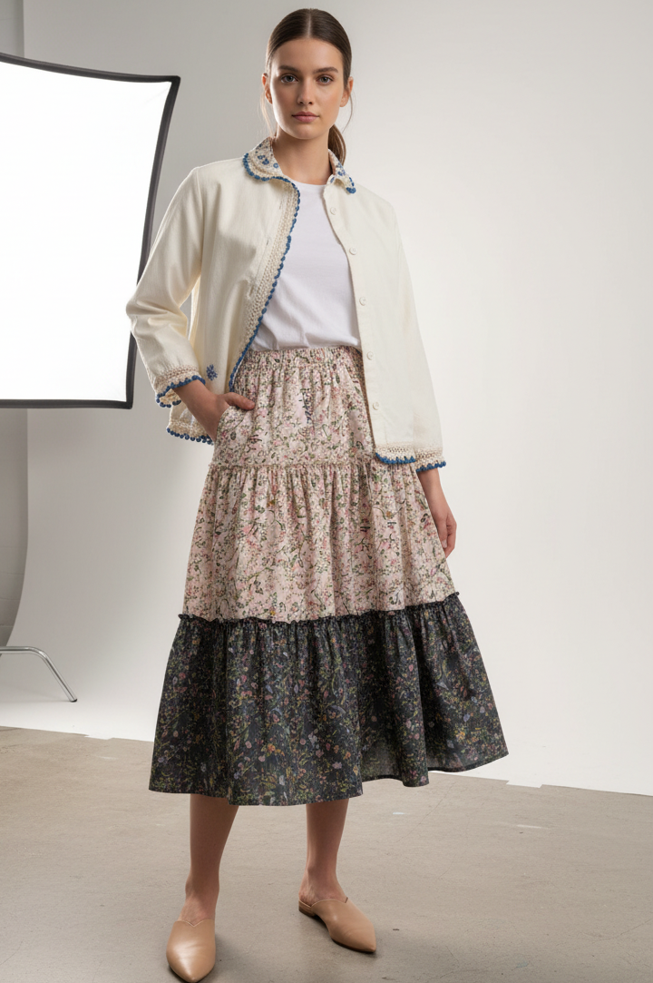 Botanical Shilpa Cotton Skirt - PRESS Primrose Hill
