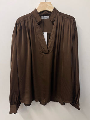 Navy Satin Pullover Shirt