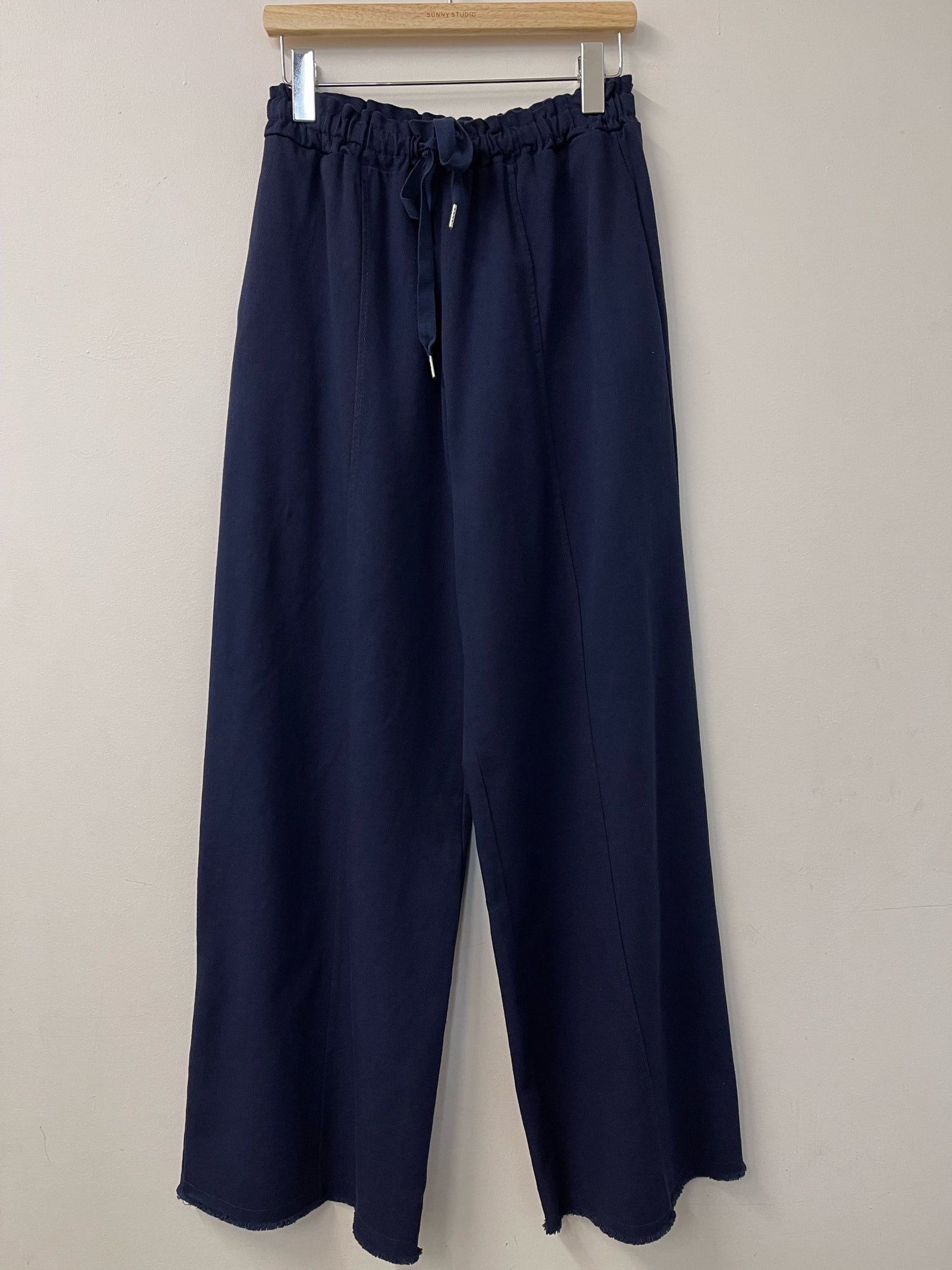 Navy Cotton Gabardine Loose Pant