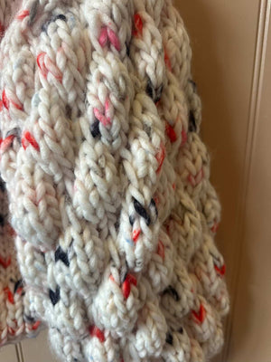 Bubble-Sleeve Hand-Knit Cardigan