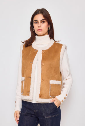 Giulia Reversible Faux-Fur Gilet OLIVE or BEIGE