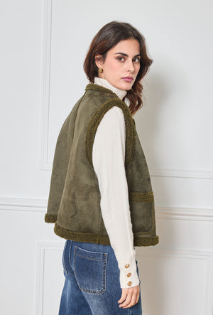 Giulia Reversible Faux-Fur Gilet OLIVE or BEIGE