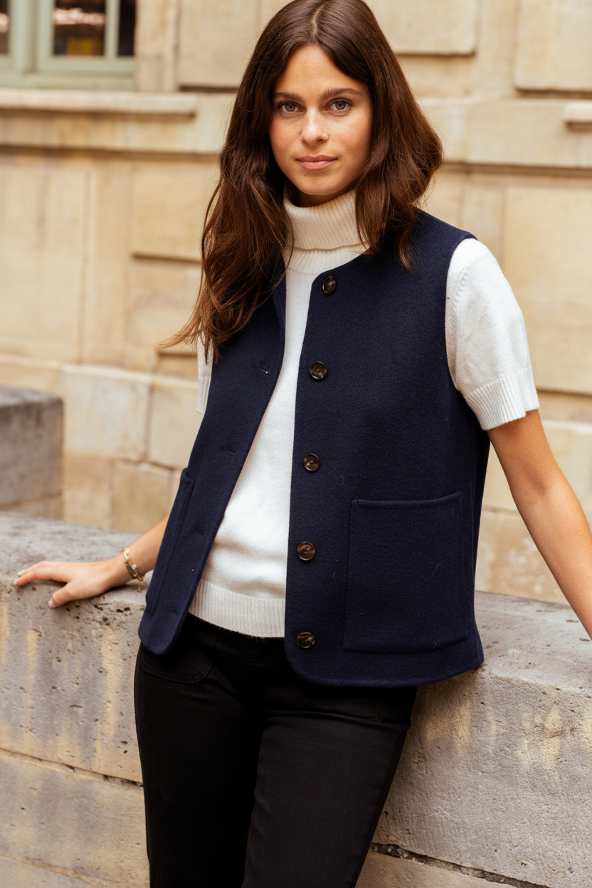 Jessica Wool Gilet BLACK or BEIGE