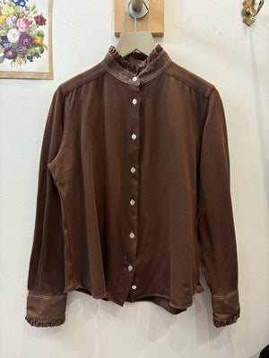 Brown Pique-Jersey Vita Pie-Crust Shirt - PRESS Primrose Hill